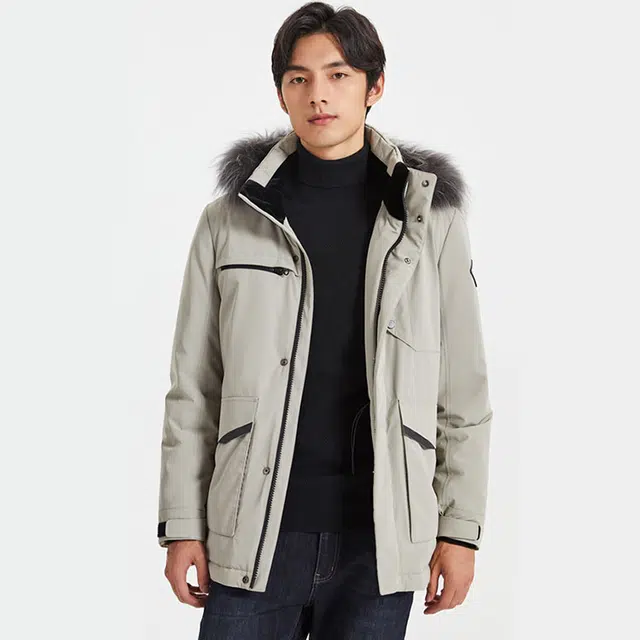 才子 拼接休闲保暖长袖羽绒服 男款