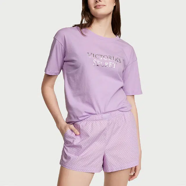 Victoria's Secret Cotton Short Tee-Jama SetUnicorn Purple MD