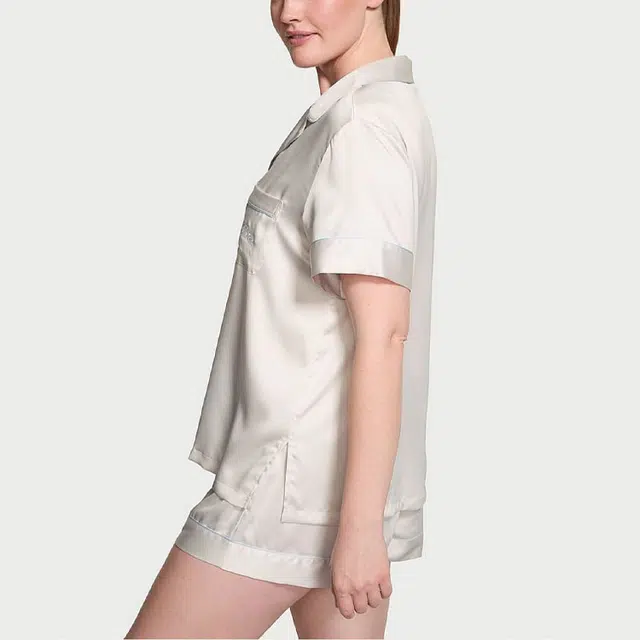 Victoria's Secret Satin Short Pajama Set Coconut White