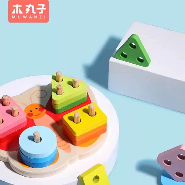木丸子 蝴蝶四套柱 智力开发 早教益智玩具