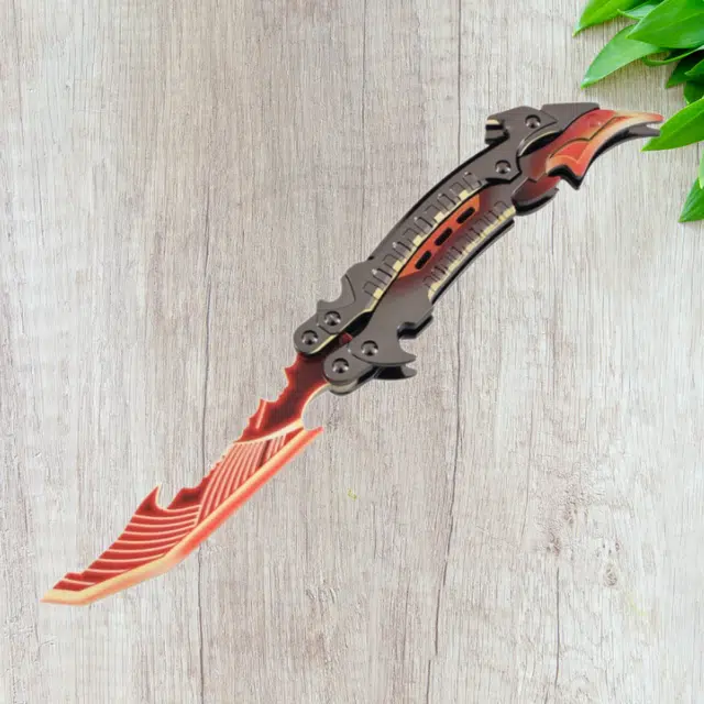 天予小镇 使命召唤雷光焰影蝴蝶刀折叠合金甩刀金属 成品模型