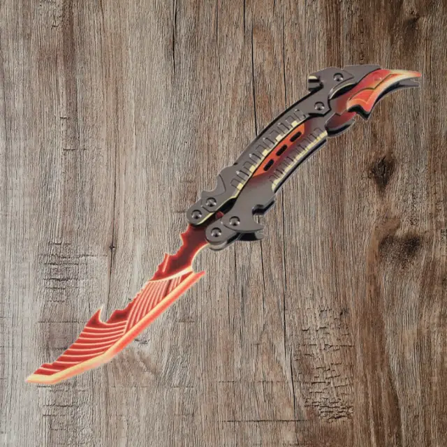 天予小镇 使命召唤雷光焰影蝴蝶刀折叠合金甩刀金属 成品模型