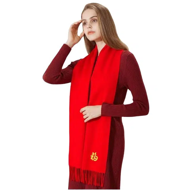 恒源祥 刺绣 羊毛 绒线围巾 女款