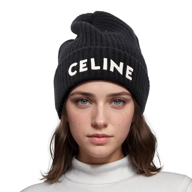 CELINE Logo Beanie Black