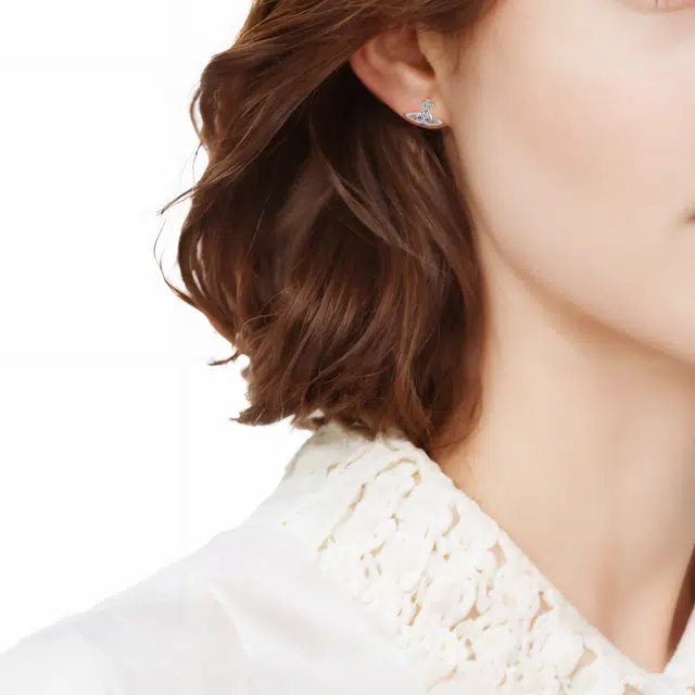 Vivienne Westwood Lorelei Saturn Brass Stud Earrings Silver