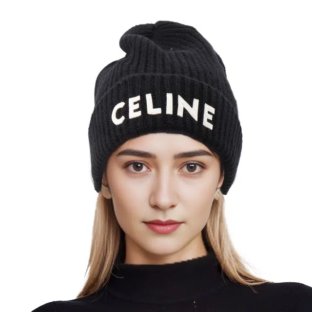 CELINE Logo Beanie Black