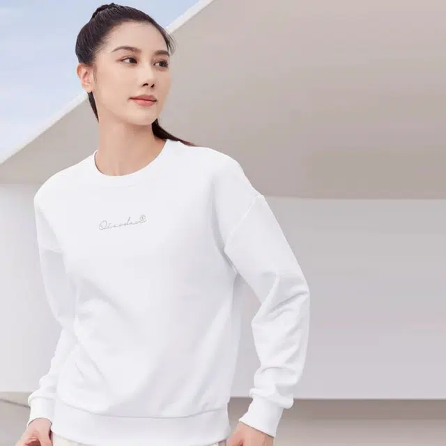 乔丹 字母休闲宽松长袖卫衣 女款 乔丹白