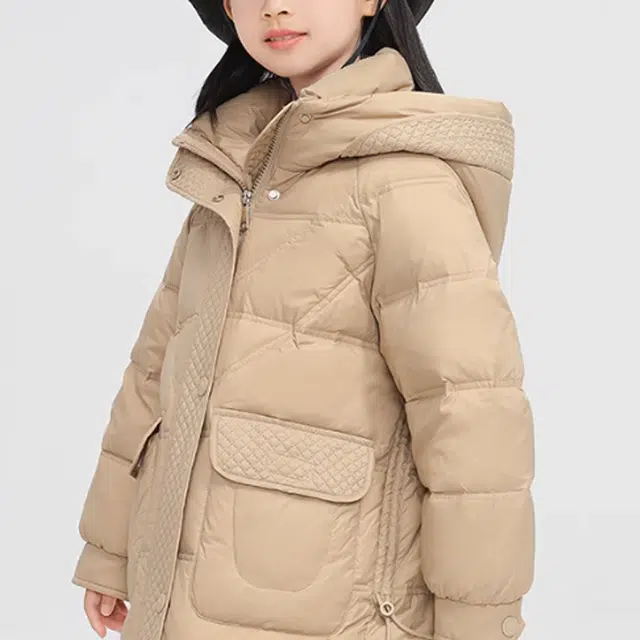 鸭鸭 童装 纯色简约加厚宽松休闲羽绒服 儿童款