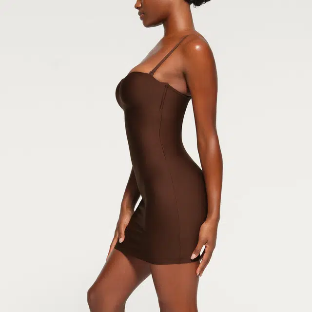 SKIMS BODY UNDERWIRE SLIP DRESS COCOA