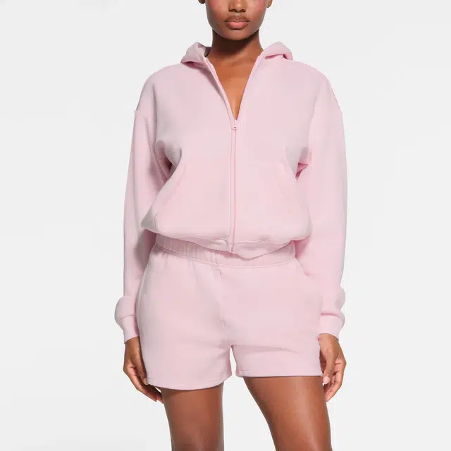 SKIMS SS24 COTTON FLEECE CLASSIC ZIP UP HOODIE CHERRY BLOSSOM