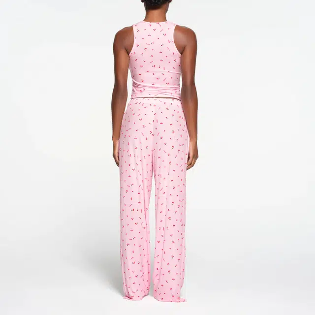 SKIMS SOFT LOUNGE SPLIT NECK TANK CHERRY BLOSSOM PRINT