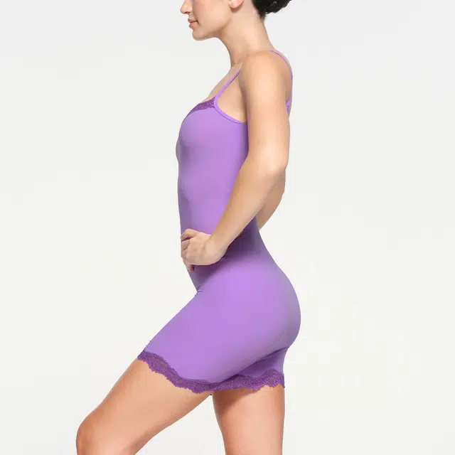 SKIMS FITS EVERYBODY LACE SLIP DRESS ULTRA VIOLET TONAL