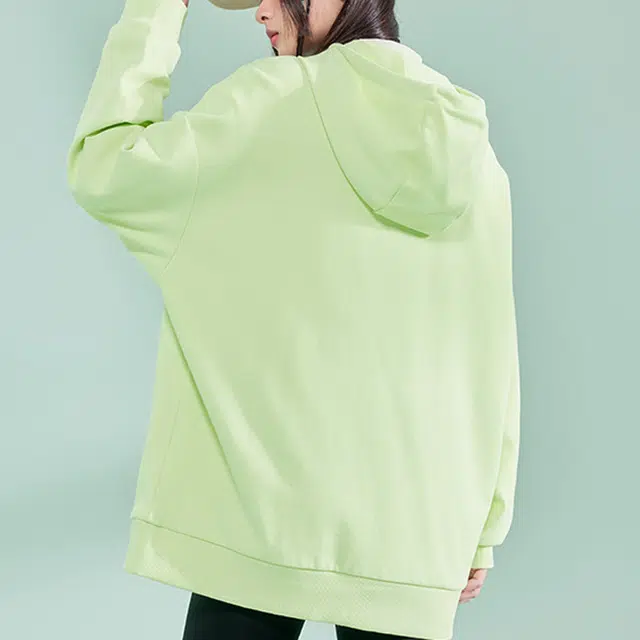 乔丹 质燥 字母印花休闲连帽套头长袖卫衣 女款 麦苗色