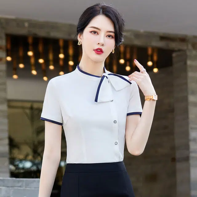 唐娜姿兰 休闲通勤纯色短袖衬衫 女款