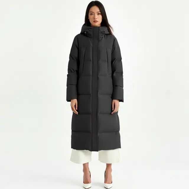 森马 纯色连帽长款简约舒适羽绒服 女款