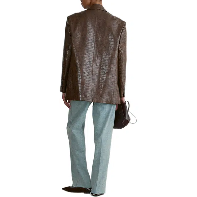 RECTO FW24 LEONA CROCODILE-EFFECT OVERSIZED JACKET BROWN