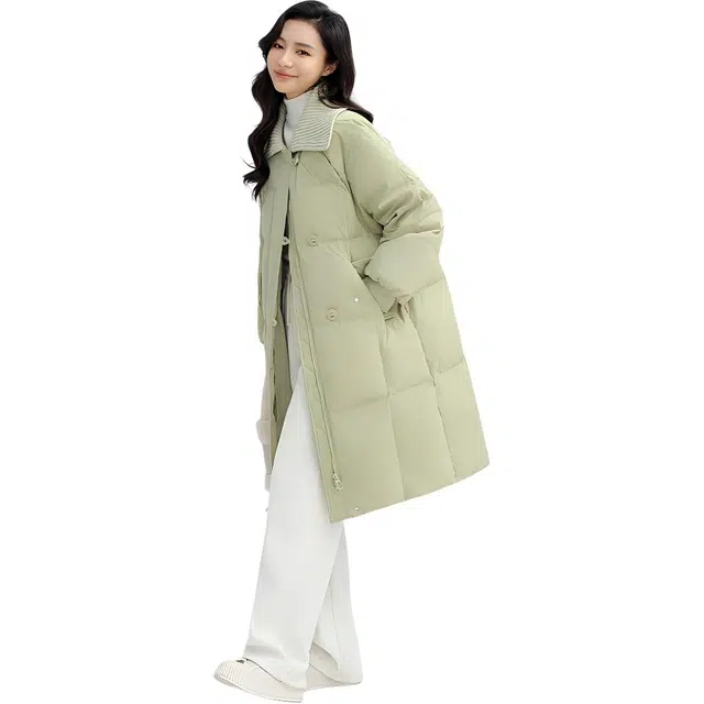 鸭鸭 时尚纯色休闲翻领百搭保暖长袖羽绒服 女款