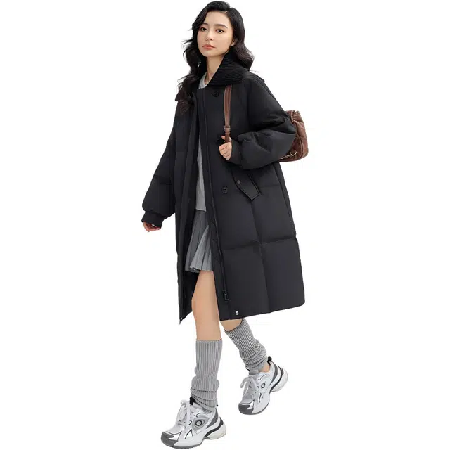 鸭鸭 时尚纯色休闲翻领百搭保暖长袖羽绒服 女款