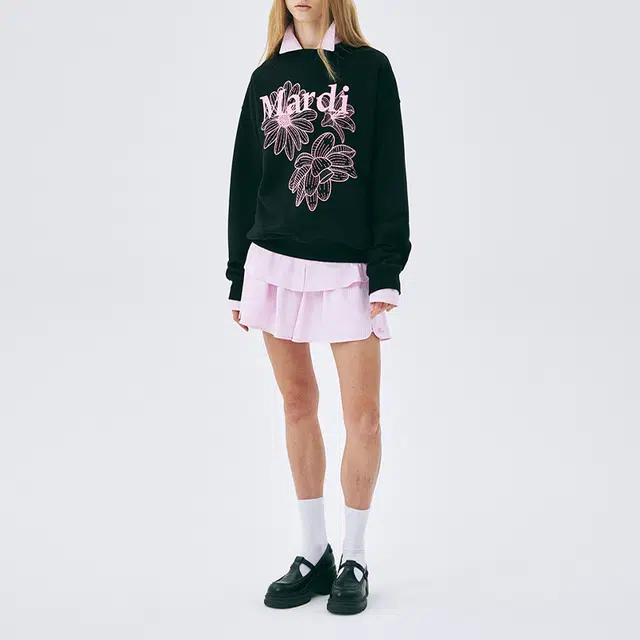 MARDI MERCREDI SS25 SWEATSHIRT TRIPLE FLOWER_BLACK PINK