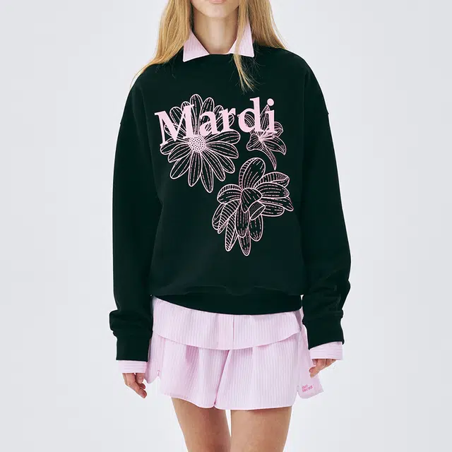 MARDI MERCREDI SS25 SWEATSHIRT TRIPLE FLOWER_BLACK PINK