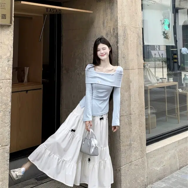 珠蒂美 法式简约气质长袖时尚裙装套装 女款