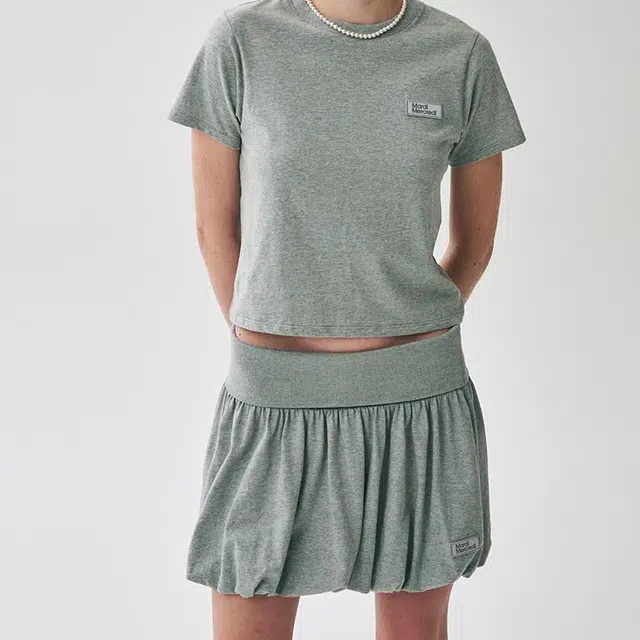 MARDI MERCREDI SS25 VOLUME MINI SKIRT_GREY