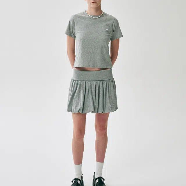 MARDI MERCREDI SS25 VOLUME MINI SKIRT_GREY