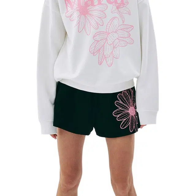 MARDI MERCREDI SS25 SWEAT SHORTS FLOWER_BLACK PINK