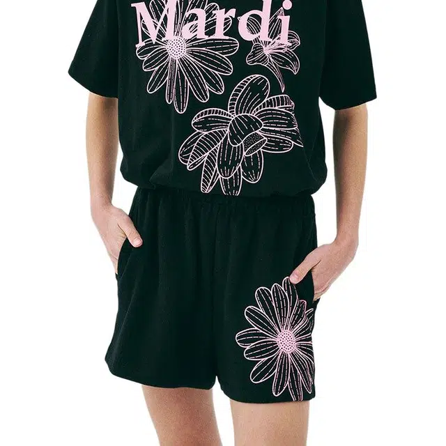 MARDI MERCREDI SS25 SWEAT SHORTS FLOWER_BLACK PINK
