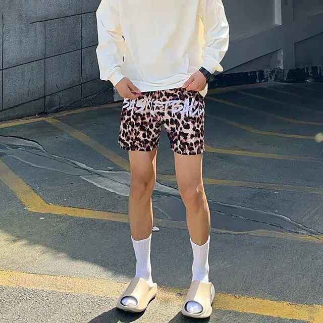 泡泡陷阱 美式潮流豹纹速干舒适宽松个性时尚柔软亲肤休闲短裤 男女同款 豹纹短裤