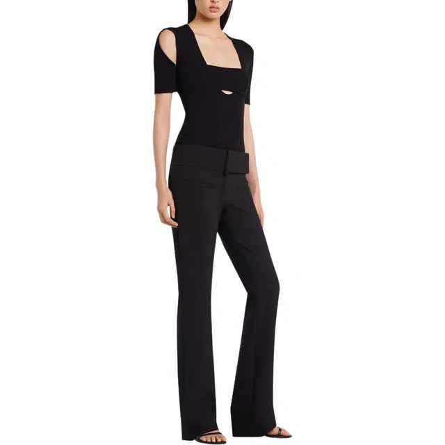 COURREGES SS25 INFINITY RIB KNIT SWEATER T BLACK
