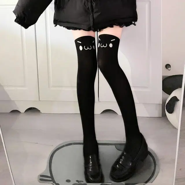 轻迎 可爱印花长筒过膝袜日系二次元丝袜 女款