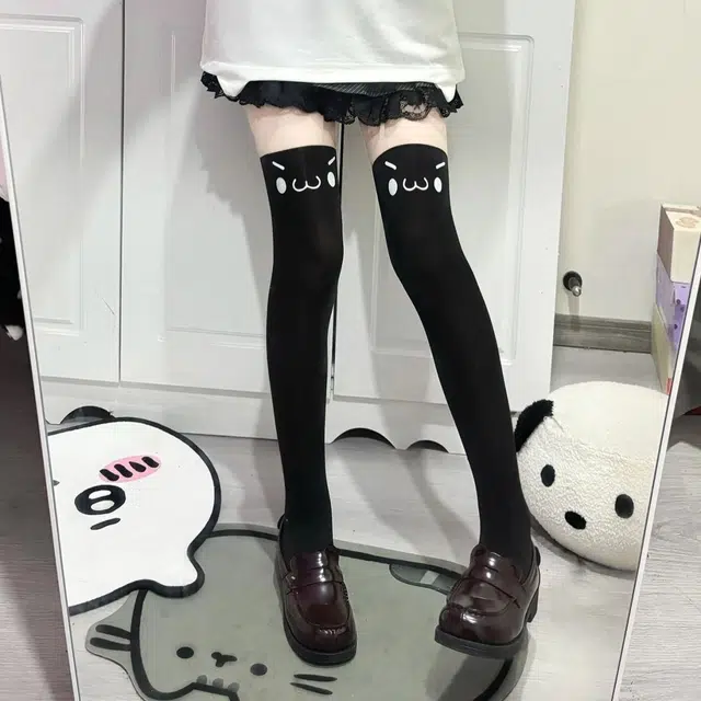 轻迎 可爱印花长筒过膝袜日系二次元丝袜 女款