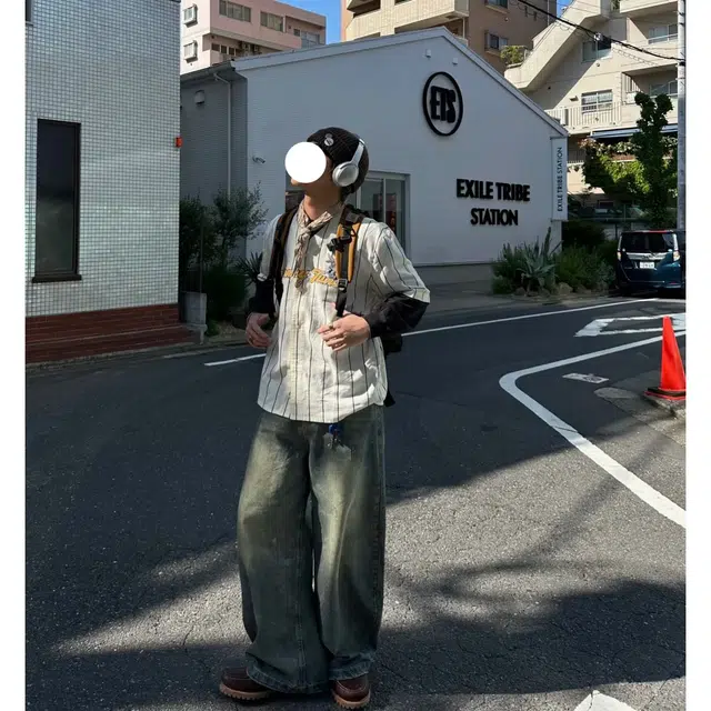 冈哉 美式复古怀旧废土风水洗做旧个性潮流高街直筒宽松百搭日常牛仔裤 男女同款