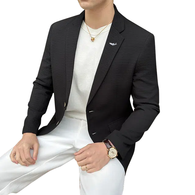 大白鲨 男士休闲韩版西服轻熟风修身青年单西外套潮流宽松百搭品质西装 男款