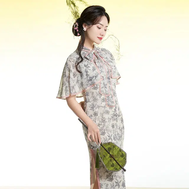 四美子 新中式低开叉礼服旗袍 半浮生