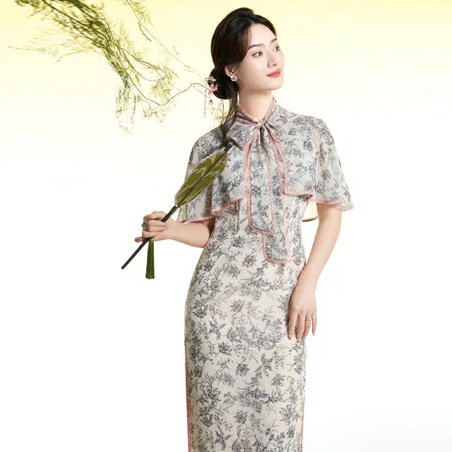 四美子 新中式低开叉礼服旗袍 半浮生