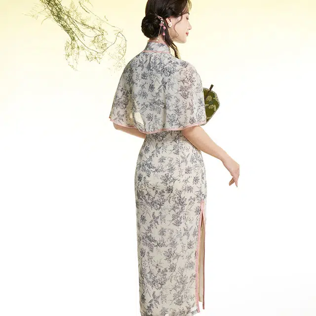 四美子 新中式低开叉礼服旗袍 半浮生