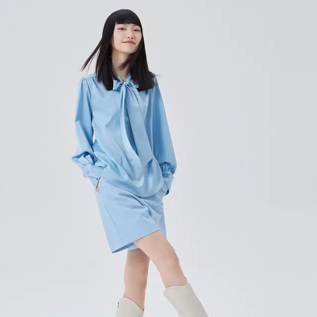 艾莱依 法式蝴蝶结领设计感长袖衬衫 女款