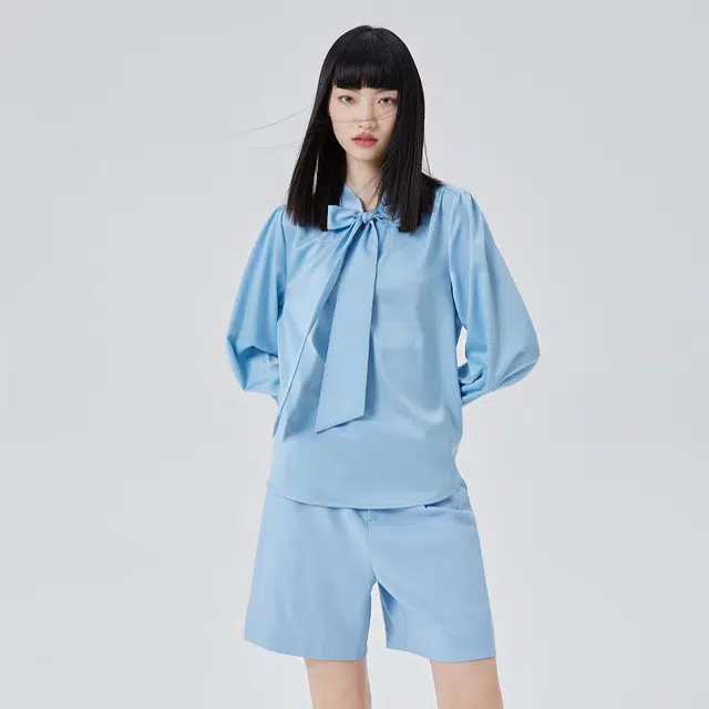 艾莱依 法式蝴蝶结领设计感长袖衬衫 女款