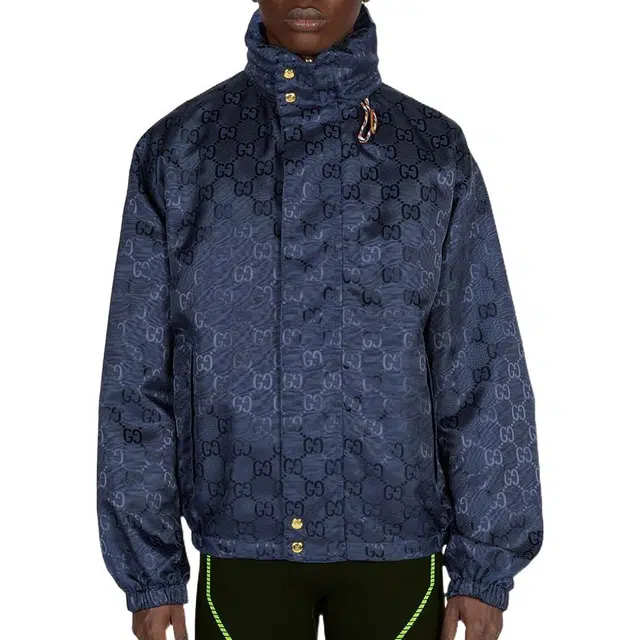 GUCCI FW22 Logo Jacquard Hoodie Blue