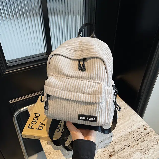 恒源祥 日系轻便旅行时尚简约 条绒 双肩包 男女同款情侣款 多色