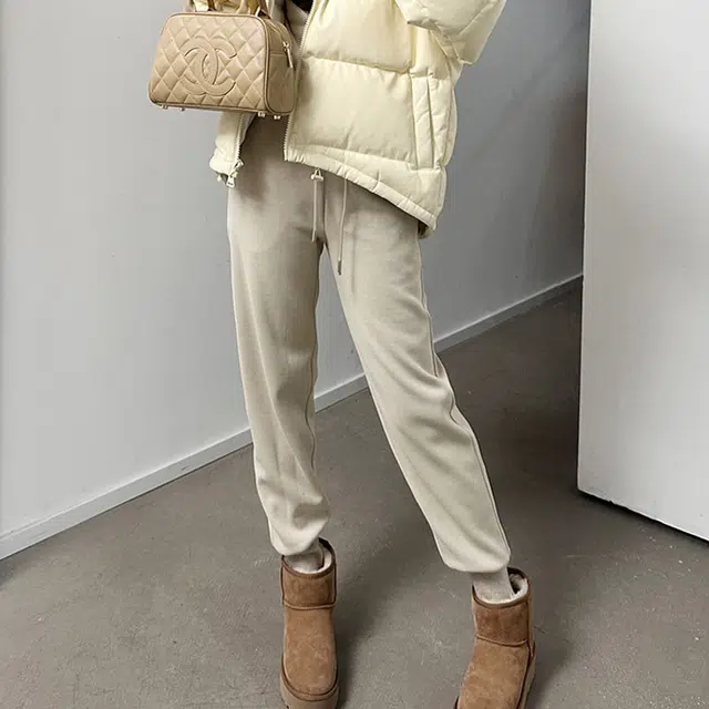 美洋 束脚口袋高腰纯色休闲裤 女款 杏色