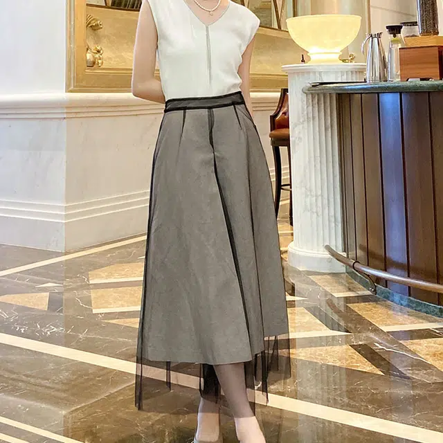 美洋 简约纯色复古高腰阔腿休闲裤 女款 黑色