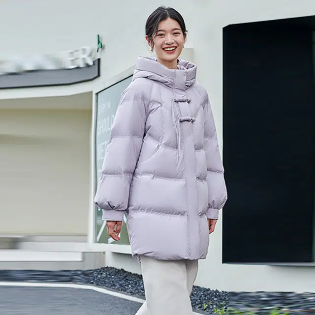 坦博尔 国风盘扣中长款羽绒服 女款
