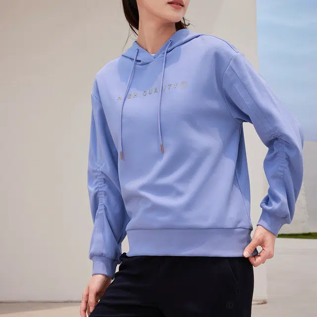 乔丹 综训系列 连帽字母印花套头长袖卫衣 女款 灵动紫