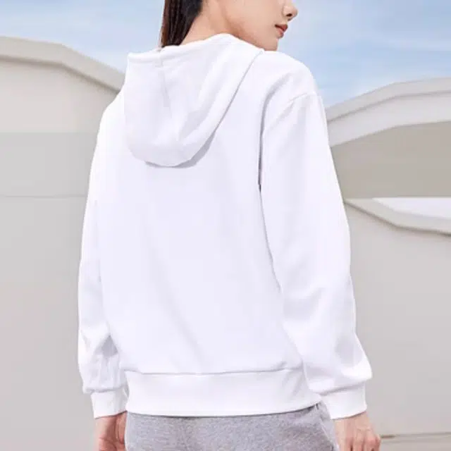乔丹 综训系列 连帽字母印花套头长袖卫衣 女款 乔丹白