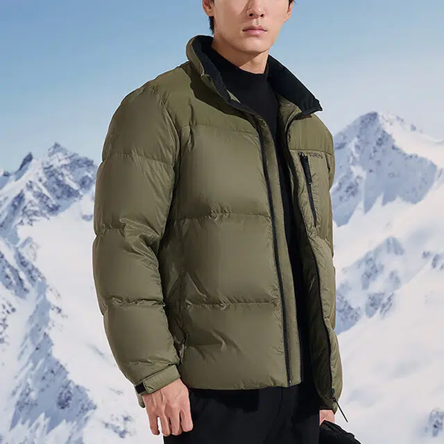 探路者 休闲防风保暖羽绒服 男款 军绿