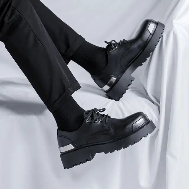 时尚德比鞋 厚底内增高复古百搭舒适英伦风休闲鞋 男士休闲 男女同款 经典黑色