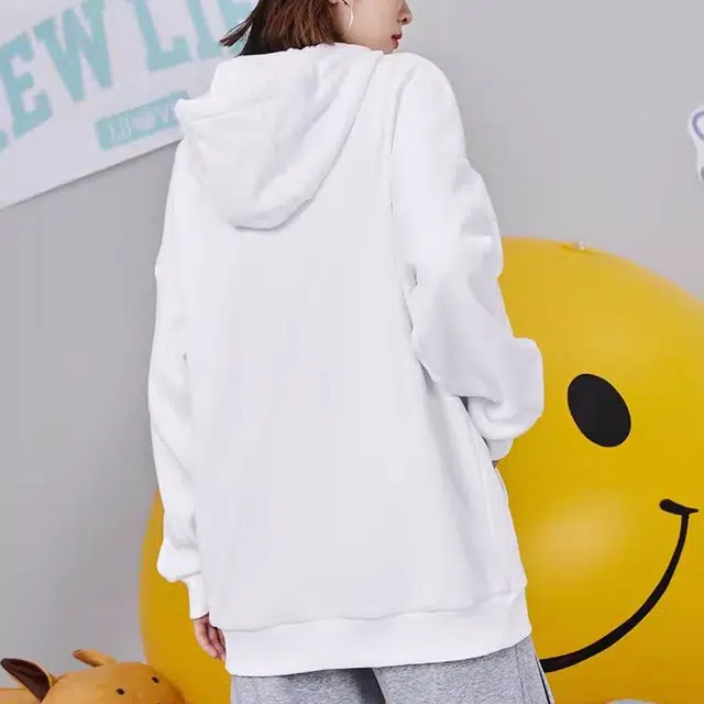 乔丹 字母印花连帽抽绳卫衣 女款 乔丹白
